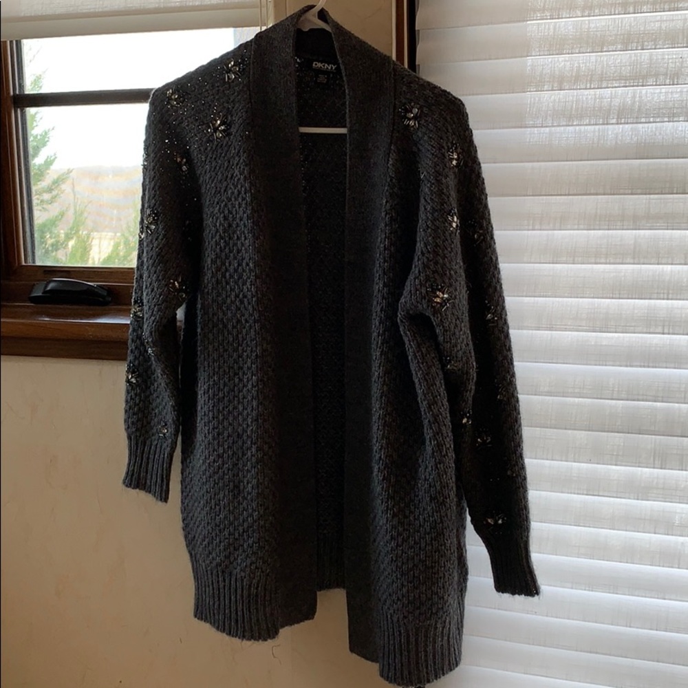 DKNY Open sweater with crystals